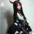 Tại chỗ tim cosplay yin và yang COS quần áo đẫm máu COS COS quần áo màu tím men tóc giả sừng bông tai