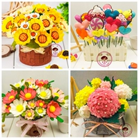 Флисовая ткань, набор материалов, декоративные цветы для гостиной, DIY, не требует вырезания, подсолнух, букет