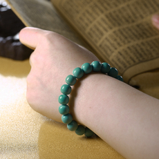 Украшения на руку 莲花居天然原矿高瓷绿松石果冻料老型圆珠手串佛珠 高瓷蓝随型