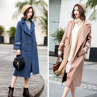 Áo len mùa thu 2019 của phụ nữ ve áo len đôi ngực cao cấp handmade áo len cashmere hai mặt dài - Áo len lót đôi áo phao nữ 2021