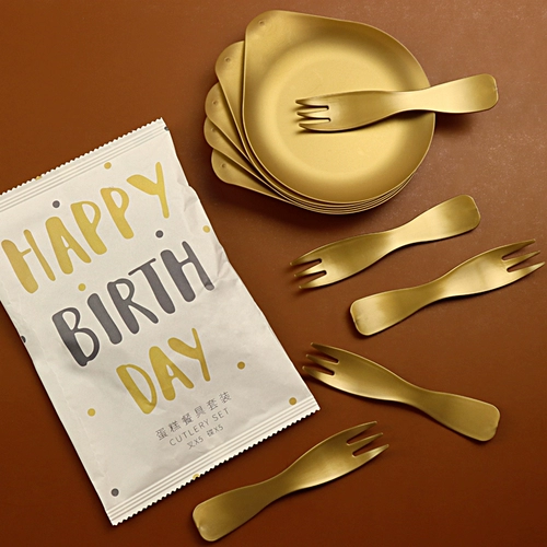 Одноразовая с ножом и вилкой пластиковой диск Комбинированное набор на день рождения торт Суммарная посуда маленькая ложка вилочная вилка -вилка пищевая тарелка бумага бумага