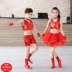 Trẻ em mới ngày trẻ em ngày y tá nam giới và phụ nữ điệp khúc cổ vũ jazz hiệu suất trang phục khiêu vũ lớn màu đỏ quần áo cho bé gái Trang phục