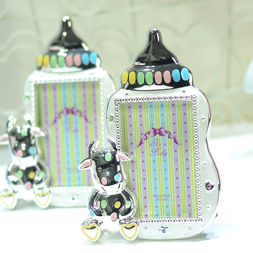 Детская бутылочка для кормления, соска, милая металлическая фоторамка, сумка, подарок на день рождения