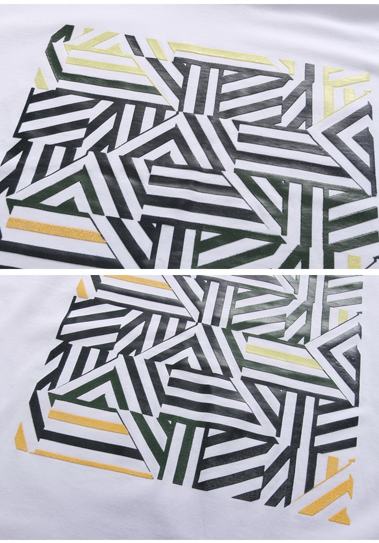 g 男装2015新款英伦立体印花纯棉弹力修身圆领男士短袖t恤潮t852