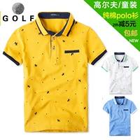 Golf quần áo trẻ em ngắn tay ve áo áo bóng quần áo golf quần áo trẻ em T-Shirt trẻ em nhỏ của thể thao giản dị t-shirt bộ áo adidas