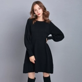 Весенняя юбка, длинное черное трикотажное платье, коллекция 2021, средней длины, длинный рукав