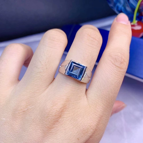 Натуральное синее кольцо с камнем, серебро 925 пробы, 8мм