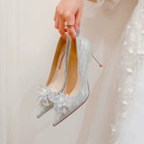 Кварц, свадебные туфли, универсальная обувь для невесты для принцессы на высоком каблуке, французский стиль
