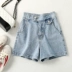 Hàn Quốc thứ tự 18 mùa hè mới cao eo mỏng lỏng rộng chân quần nóng ánh sáng quần short denim nữ EXK97 bây giờ Quần jean