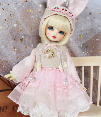 taobao agent 1/6 point BJD.YOSD baby dress daily rabbit ears princess skirt cute set cherry (5 o'clock)