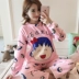 Mùa đông phiên bản Hàn Quốc của ấm áp lông cừu san hô phục vụ nhà mùa thu và mùa đông mô hình dày flannel pyjama dài tay phù hợp với phụ nữ hai mảnh