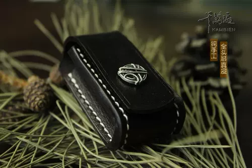 Зажигалка ручной работы, импортный кожаный чехол, из натуральной кожи, делается под заказ