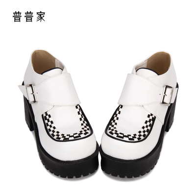 taobao agent [Pup Family] Spring and Summer New Lolita Punk Punk Japanese thick bottom slope and loose cake color matching women's shoes 7005
