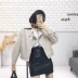 Mùa thu đông 2018 mới của phụ nữ da Hàn Quốc đoạn ngắn áo khoác hoang dã áo khoác da PU lỏng BF áo khoác da xe hơi