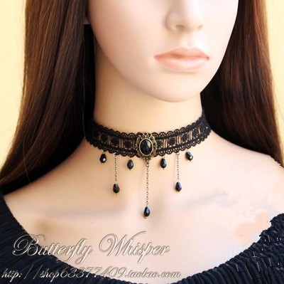 taobao agent Retro crystal with tassels, necklace, false collar, punk style