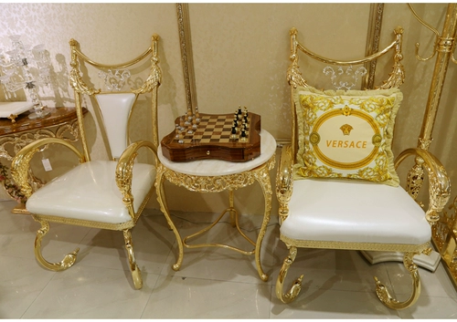 Итальянский барочный бутик -сплав сплав металлический покрытие k Золото, с золотом, наполненным золотом, повседневным креслом, наполненным золотом