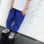 Quần áo trẻ em lợn Bobo quần bé trai màu xanh phiên bản Hàn Quốc của quần lớn trẻ em quần bó sát quần bé gái Harlan thủy triều - Quần