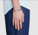 Gucci, ретро серебряный браслет, цепь для влюбленных, серебро 925 пробы
