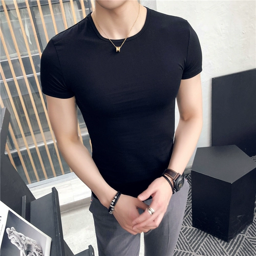 Базовая эластичная хлопковая футболка с коротким рукавом, универсальный лонгслив, 12 цветов, в корейском стиле, большой размер