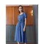 Inman Inman thương hiệu mùa hè của phụ nữ nghệ thuật nhỏ eo tươi retro là mỏng Một từ váy ngắn tay nữ - A-Line Váy váy xòe đẹp