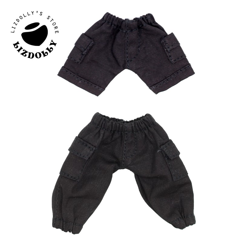 Side Pocket Overalls [Black & Amp]Overalls daily trousers Jeans shorts ob11 gsc Plastid BJD doll Little cloth molly Meijie pig