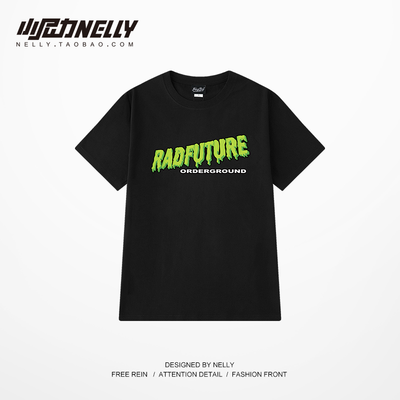 Blacksummer Crew neck Compassionate solar system Retro easy Short sleeve T-shirt male tide originality Graffiti Half sleeve T-shirt TEE Middle sleeve