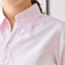 Mùa xuân và mùa hè phụ nữ mới của chuyên nghiệp áo sơ mi màu hồng sọc dài tay eo yếm bảo hộ lao động nơi làm việc ngắn tay áo sơ mi