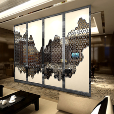 Резная перегородка 不锈钢进门屏风隔断金属轻奢钛金客厅现代简约遮挡新中式玄关定制