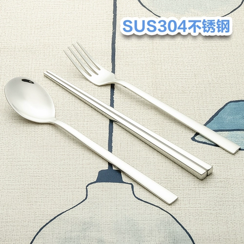 Мультяшная портативная посуда из нержавеющей стали, ложка, палочки для еды, вилка, комплект, Южная Корея
