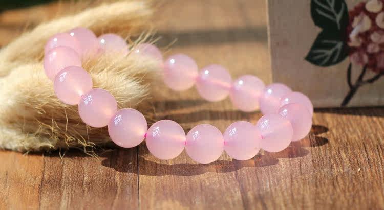 6a天然粉玛瑙散珠 粉玛瑙玉髓圆珠 diy天然水晶配件 粉水晶半成品