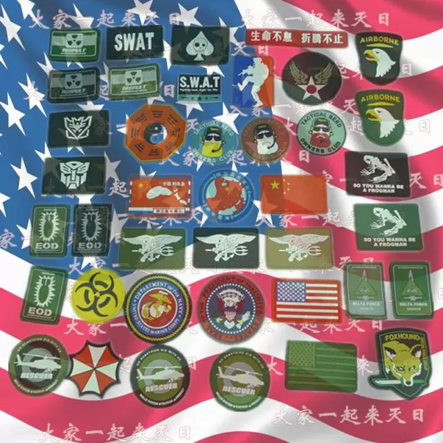 Phim Chiến tranh Mỹ Seals 6 Đội Logo Huy hiệu Ngụy trang Trang phục Đào tạo Băng đeo tay Nhãn dán Velcro miếng dán đề can ủi quần áo