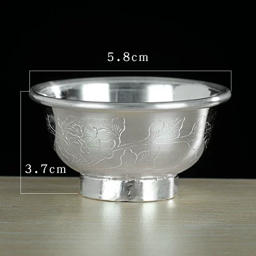 990 Lotus Water Bowl Pure Silver Made Crond Cupe Cup Home House Water Cup