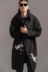 Trung Quốc phong cách len áo len thủy triều của nam giới thanh niên thời trang cẩu thêu đội mũ trùm đầu mùa đông áo khoác dài áo gió Áo len