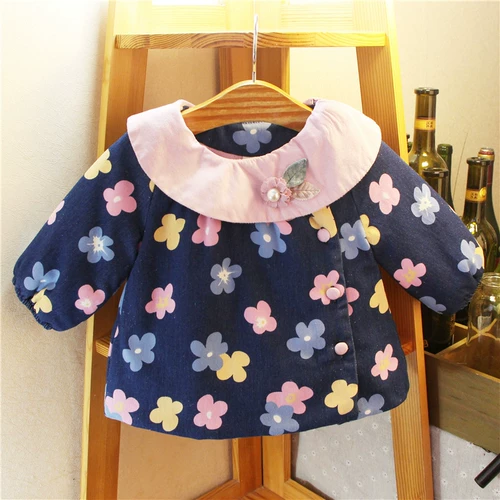 Зимняя флисовая куртка для раннего возраста, удерживающий тепло детский кардиган, детская одежда, в корейском стиле, цветочный принт
