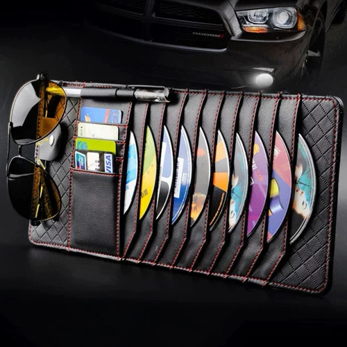 CAR CD CD зажимать в рукаве многоофункциональный кожаный CD CD CD CD CAR CAR BAG SUNGES SUPPINES SUPERMARKET SUPERMARKET