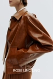 RoseLingLing Окрашенная масло загар кожаная серия рыхлая летающая куртка для ног с ягненком кожаная куртка