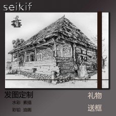 Контурный рисунок 新品手绘素描画像水彩铅人物人像肖像定制头像转真人照片手绘代画