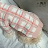 INS новый нежно-розовый клетчатый кардиган для домашних животных Тедди Бишон Померанский шпиц весна и осень теплый свитер для маленьких собак одежда для собак