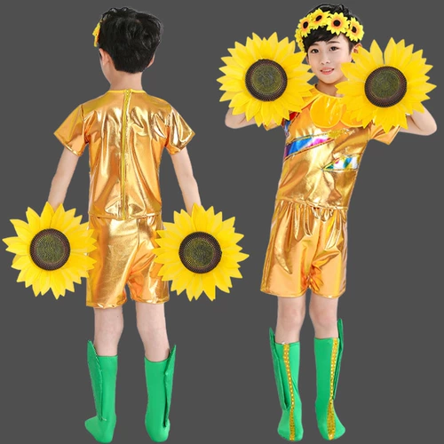 Магазин возвращает более 10 000 типов цветов, детскую производительность детской одежды для исполнения Xiaodou, цветов, расцвета на солнце для исполнения танцевальной одежды для детей и женского подсолнека.