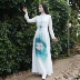 Đầu hoa phụ nữ gốc của Trung Quốc sườn xám Việt Áo cổ áo cổ áo trà Zen dance dress dài ăn mặc váy cưới đơn giản váy đầm