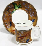 Кофейный чашка итальянского музея жизни с подарочной коробкой с 1 кастрюлем, 6 чашками тарелок королевских птиц британской птицы, костный фарфор