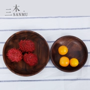 Giải phóng mặt bằng Sanmu Black Walnut Deep Dish Fruit Fruit Wood Dish Wood Dish Wood Color Buổi tối Toàn bộ Gỗ Khắc Trumpet lớn - Tấm