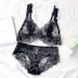 Áo lót ren bralette gợi cảm của Pháp không có vòng thép hình tam giác cup siêu mỏng phối đồ lót trong suốt - Bộ đồ lót