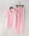 Nhật Bản đơn giản kẻ sọc bông vài bộ đồ ngủ nam giới và phụ nữ mùa hè bông gạc quần ngắn tay dịch vụ nhà phù hợp với bộ thể thao nữ mùa đông Cặp đôi