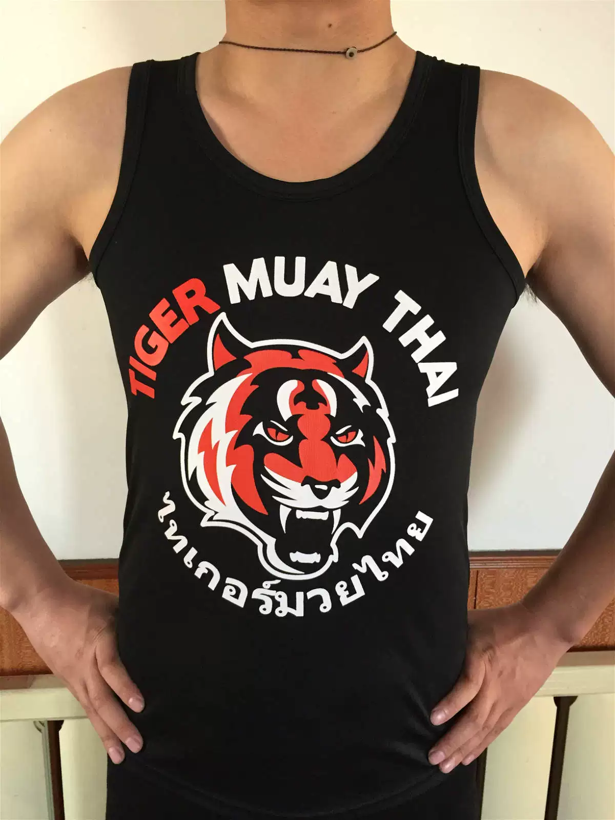 [Тигр Тайский бокс Пхукет колено TIGER MUAY THAI быстро сохнущий черно-белый 2 цвета/майка [MMA.UFC]]
