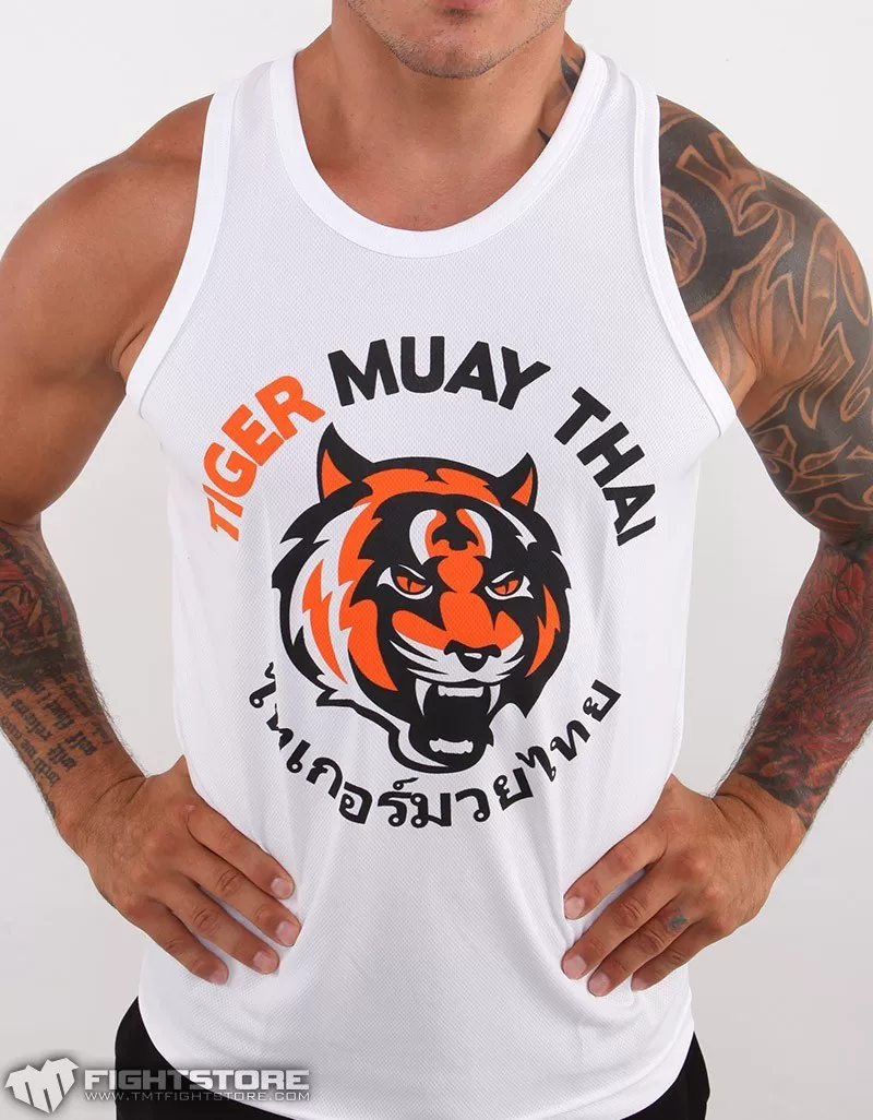 [Тигр Тайский бокс Пхукет колено TIGER MUAY THAI быстро сохнущий черно-белый 2 цвета/майка [MMA.UFC]]