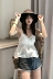 Mùa hè 2019 áo yếm trắng cổ chữ V của phụ nữ mặc áo blouse thiết kế thời trang Hàn Quốc Slim đáy - Áo ba lỗ