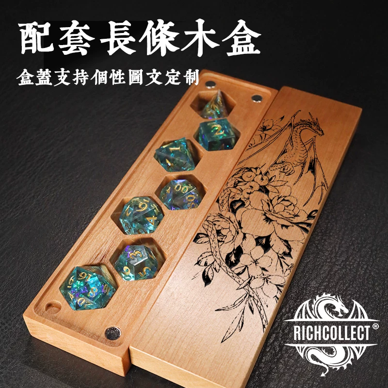 Светло-голубой набор игральных костяшек для бега (Running Troupe Dice Set) со смоляной доской для питья, Trimite и Dungeon DND COC