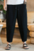 Trung Quốc phong cách của nam giới thường củ cải lỏng lanh bông và vải lanh chín điểm quần phần mỏng người đàn ông béo cộng với phân bón xl chất béo quần jean nam Crop Jeans
