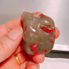 Ювелирный камень 天然老坑昌化鸡血石 玻璃冻虾青冻闲章随形章48克 篆刻收藏